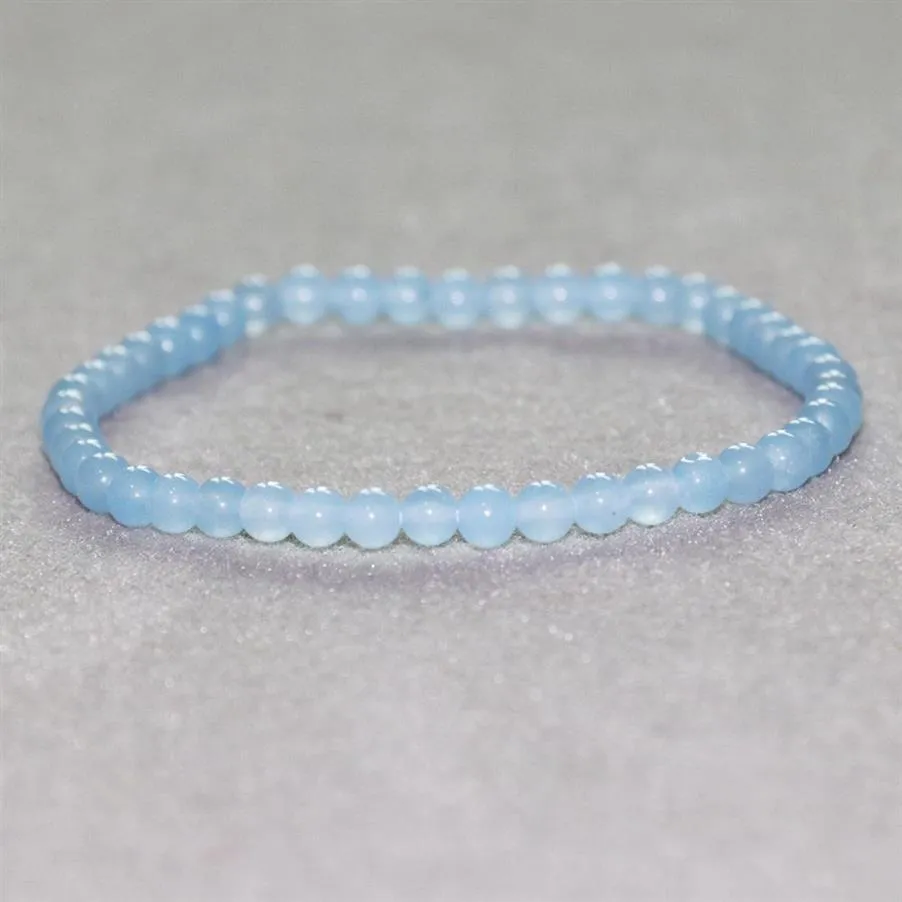 MG0041 HELA 4 MM mini Gemstone Armband Natural Blue Jade Armband för kvinnor handgjorda yoga mala pärlor smycken252o