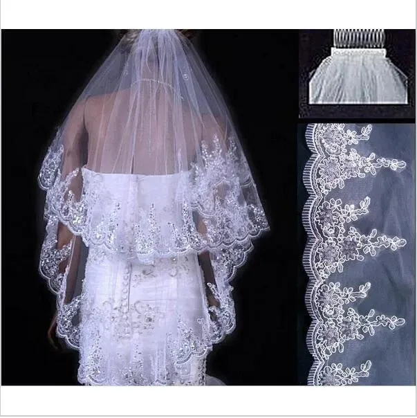 Voiles 2018 vente chaude Veu voile de mariage blanc ivoire deux couches voile accessoires de mariage chapeau avec voile pour la mariée