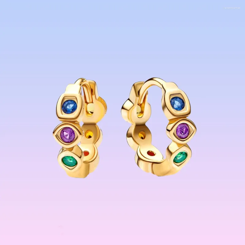 Pendientes de aro 2023 Infinity Stones 925 Plata para mujer Cumpleaños Regalo del día de la madre