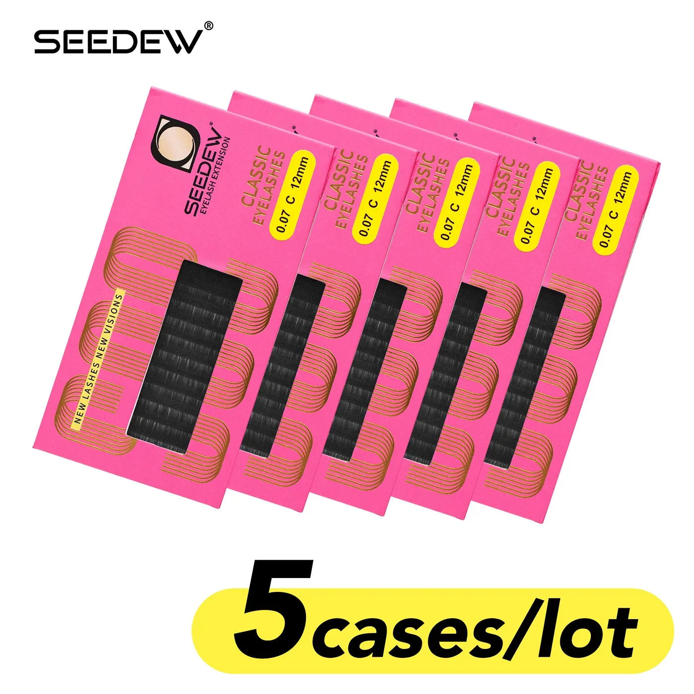 Seedew 5cases/lot faux lash個々のクラシックまつげメイクアップまつげエクステンションマットブラックスーパーソフト231227