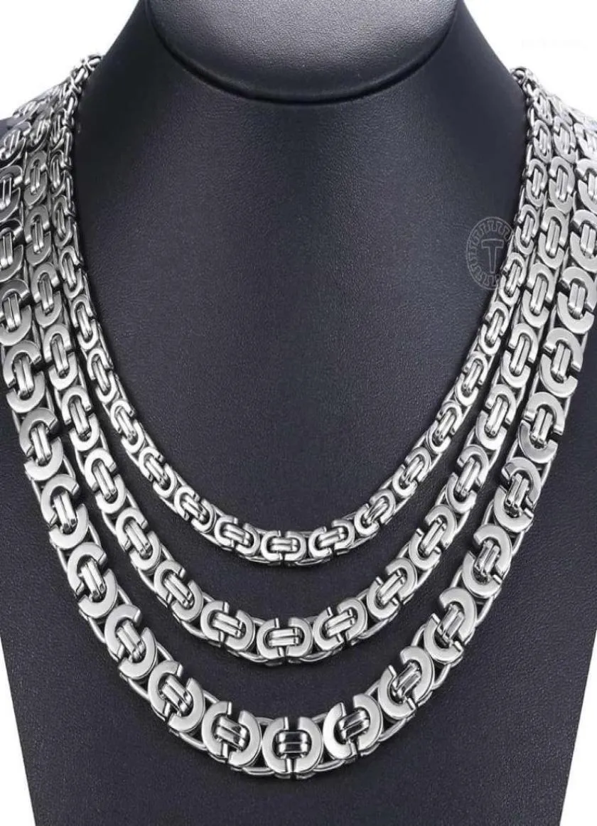 Łańcuchy 7911 mm Naszyjnik ze stali nierdzewnej dla mężczyzn kobiety płaskie Bizantyjskie link łańcucha mody prezenty Lknn145653357