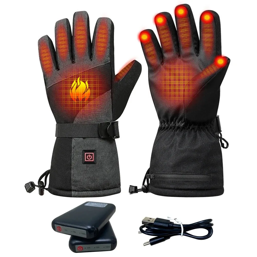 Gant de chauffage électrique Gants à 3 vitesses Gants thermiques imperméables Réglage intelligent pour le cycle de moto