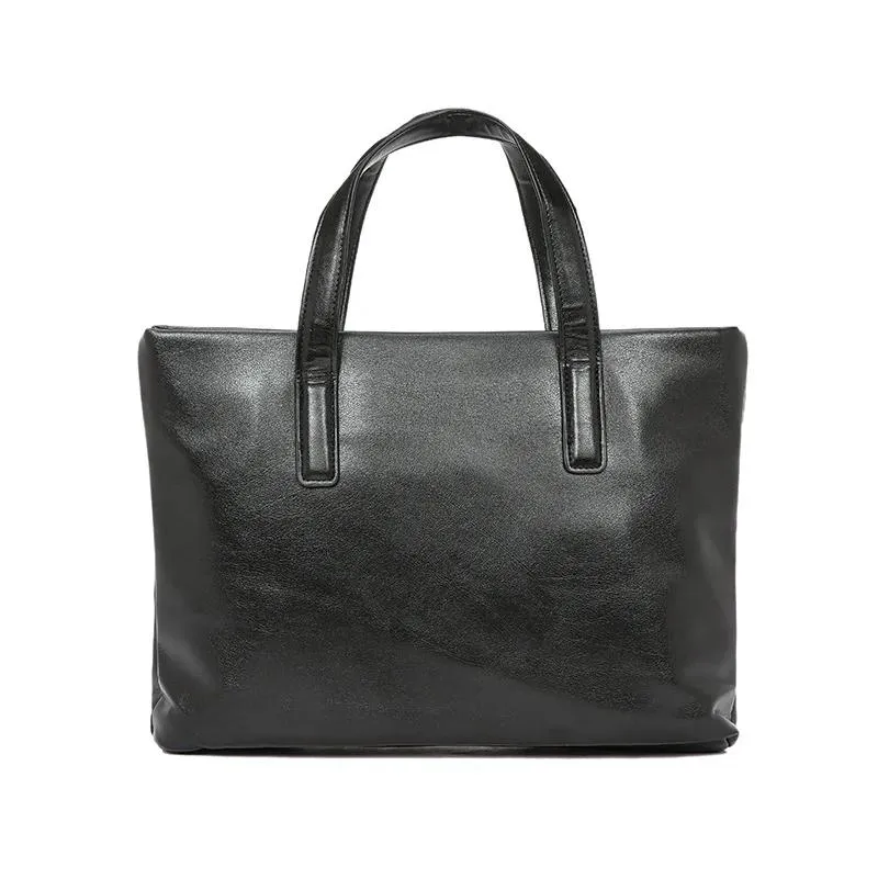 Porte-documents 2022 Porte-documents pour hommes Sac d'ordinateur portable en cuir imperméable Grande capacité Sac à main pour hommes Solide Noir Fourre-tout Business Office Sac pour hommes