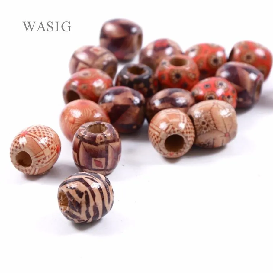 Perles de Dreadlock en bois pour tressage, 50 pièces, Tubes d'anneaux à grand trou pour accessoires d'extension 273a