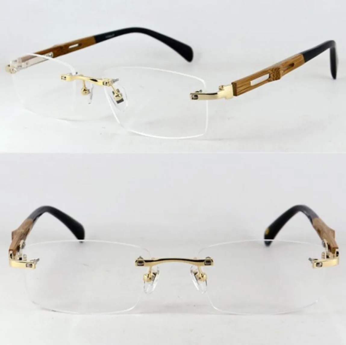 Saf Titanyum Ahşap El Yapımı Rimless Gözlük Çerçeveleri Lüks Miyopi RX Yetenekli Erkekler Kadın Gözlük Gözlükler En İyi Kalite 2103235777942