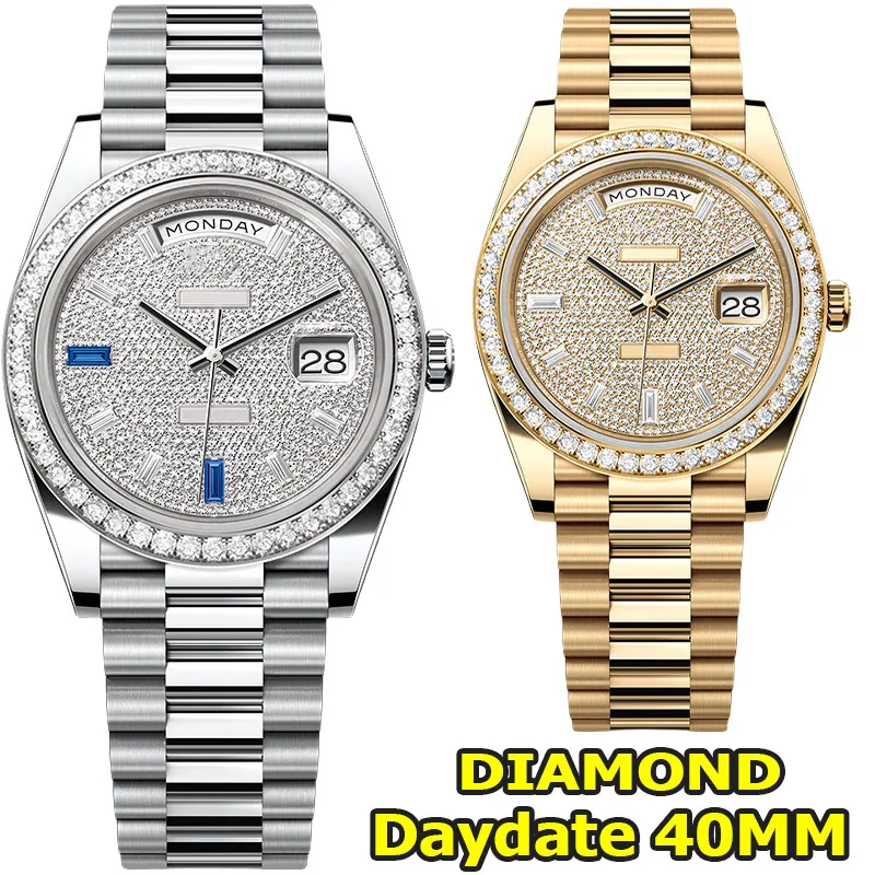 Mens Watch Luxury Designer Watches 40MM With Diamonds Automatic Machinery Movement Watches 904L Stainless Steel Luminous Waterproof Sapphire Wristwatch WithBox