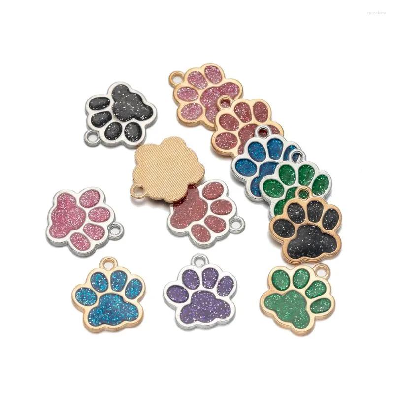 Charms 10 stks/partij 16X17mm Metaal Emaille Hond Prints Hanger Voor DIY Sleutelhanger Armband Telefoon Sieraden Maken levert Leuke Items