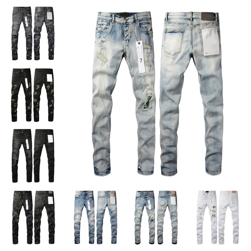 Jeans pour hommes Designer Jeans Mens broderie mode Jean Skinny déchiré trou lettre Top qualité marque Hip Hop Denim pantalon