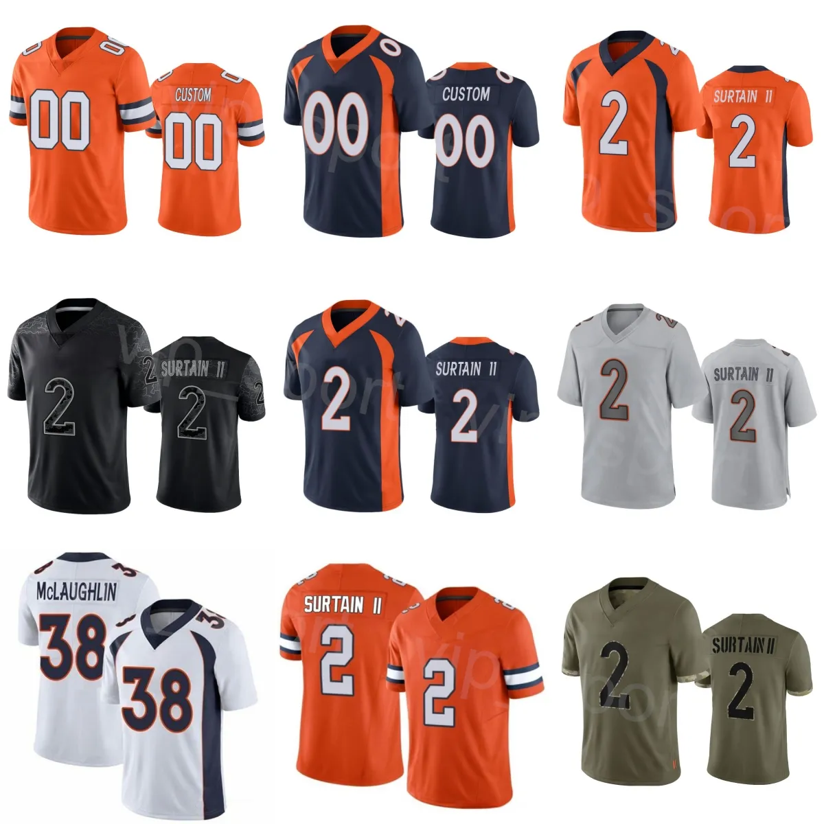 Stitch Football 29 JaQuan McMillian Jersey 38 Jaleel McLaughlin 25 Samaje Perine 19 Marvin Mims Jr 0 Jonathon Cooper 2 Pat Surtain II 99 Zach Allen Donna Gioventù Uomo