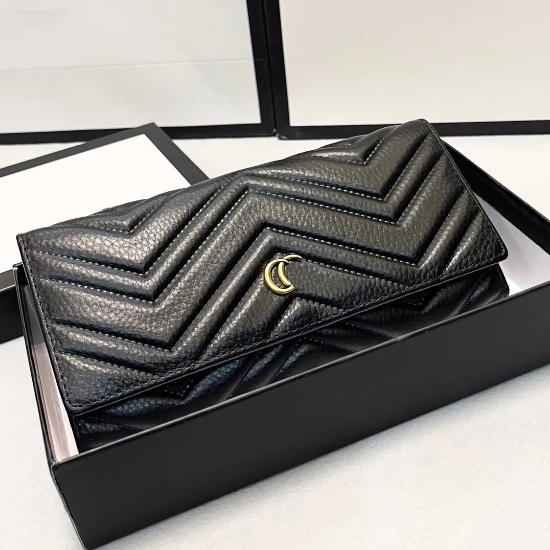 Luxury italiensk plånbok designer fashionabla kvinnor väskor klassiska nytt äkta läder präglad lång klipp hårdvara högkvalitativ bokstavsskylt multifunktionskortväska