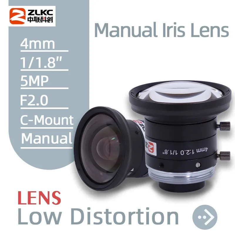 C Mount 4mm Manual Aperture Lens för 118 "FA High Performance 5 Megapixel Camera Machine Vision Fixed Tocal Length Linser 231226