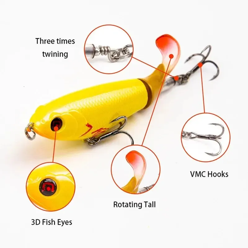 Whopper Plopper Fishing Lures 17g Topwater With Rotating Tail