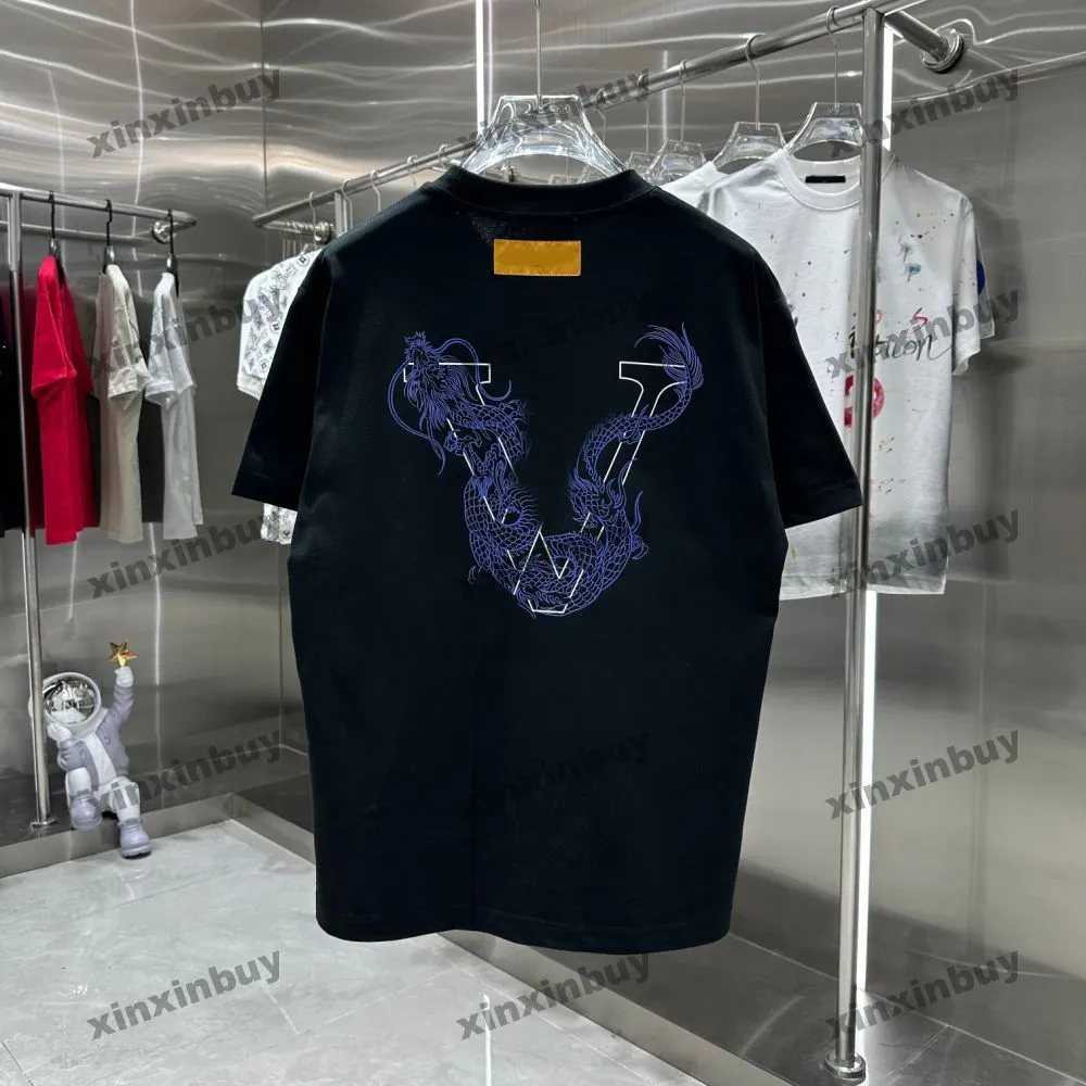 xinxinbuy 2024 hommes Designer tee theirt t-shirt dragon lettre imprimer 1854 couche couche à manches courtes coton femmes noires blancs s-3xl