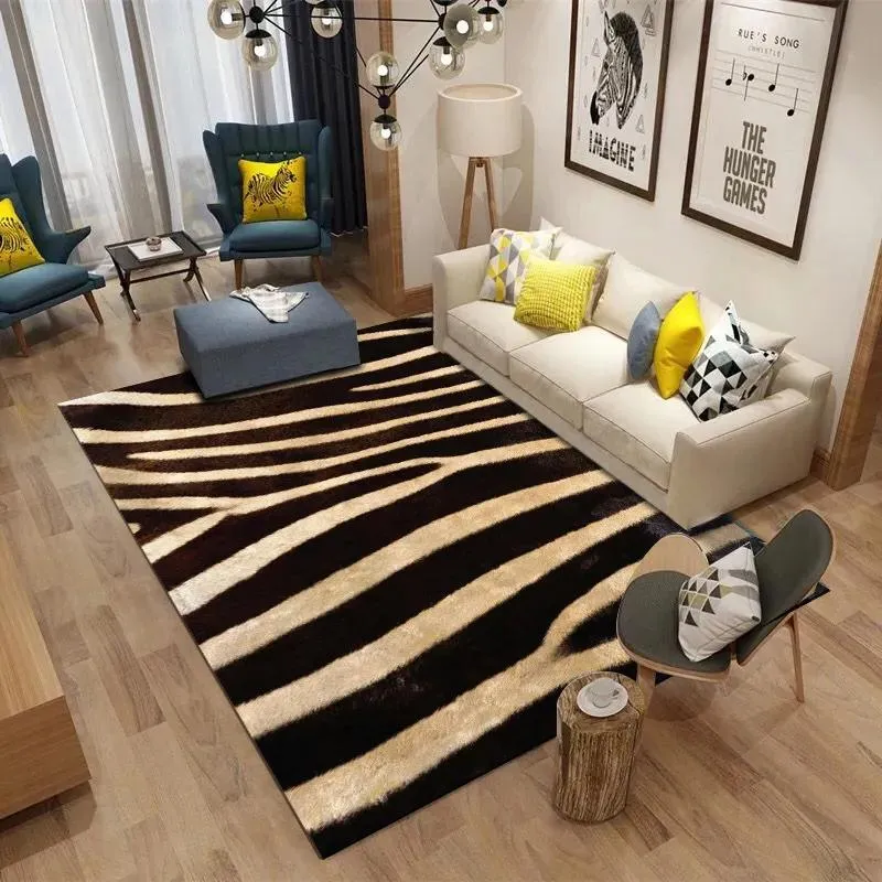 Carpets Nordic Living Room 3d Zebra Match Carpet Super Flannel Point Plastic Arec Area Tapis Floormat Decor Chadow Carpets