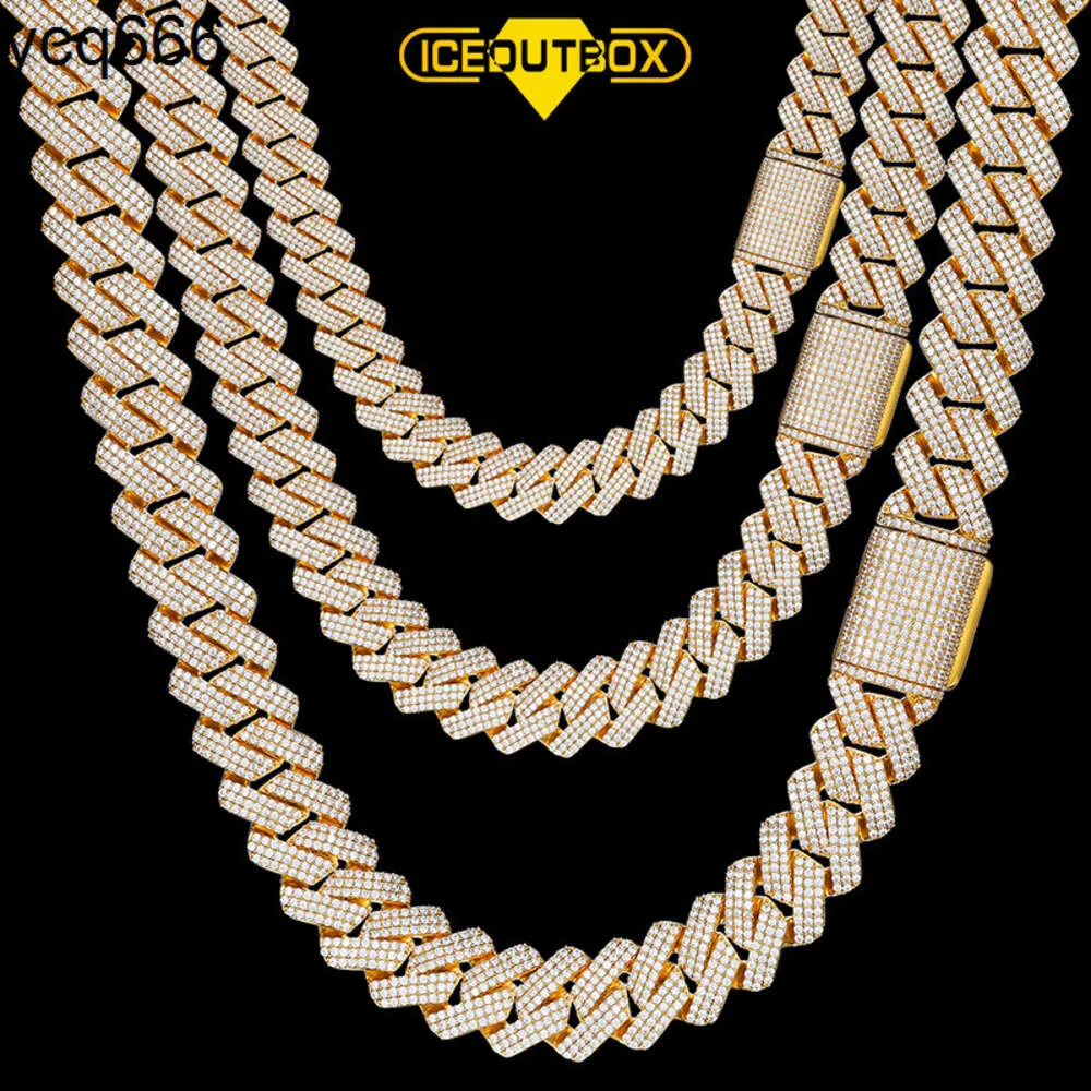 Ny design 25mm Miami Cuban Link Chain Ice Out Jewelry Brass 5A Moissanite Hip Hop smycken halsband för män