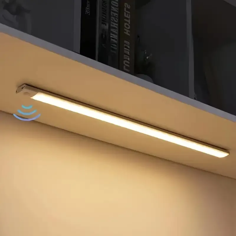 1 adet 3.93 inç LED hareket sensörü dolabı ışığı, tezgahın altında dolap aydınlatması, kablosuz manyetik USB şarj edilebilir mutfak gece ışıkları, pille çalışan ışık