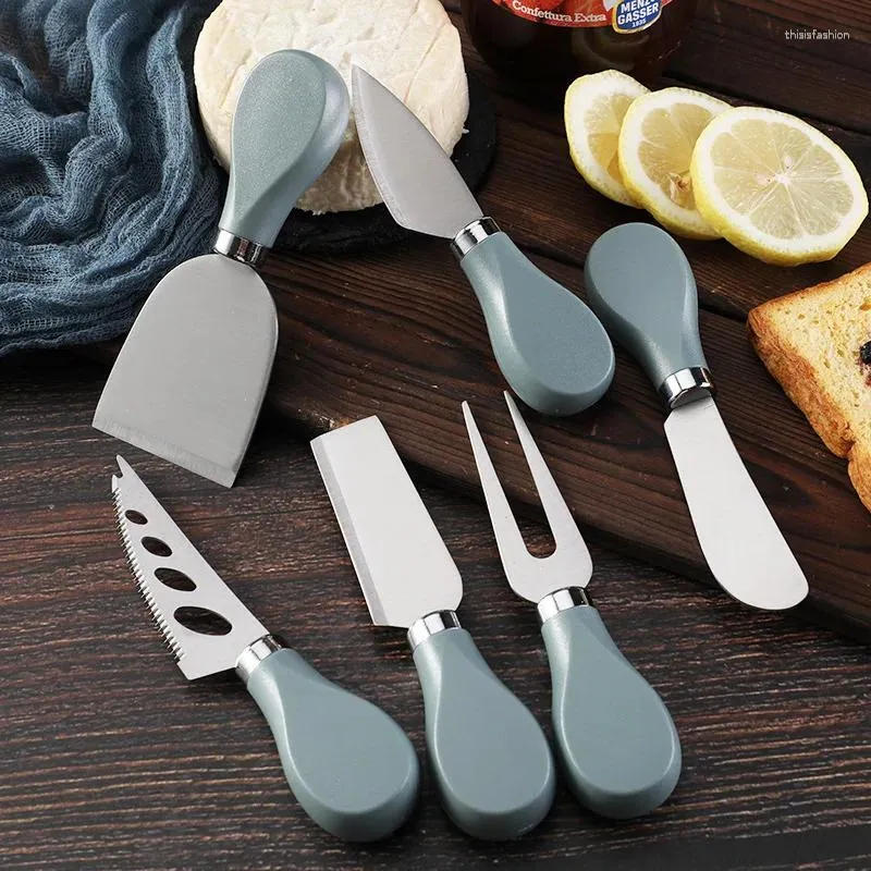 Ensembles de vaisselle 6pcs de haute qualité en acier inoxydable couteau à fromage ensemble fourchette à beurre de style occidental avec boîte-cadeau