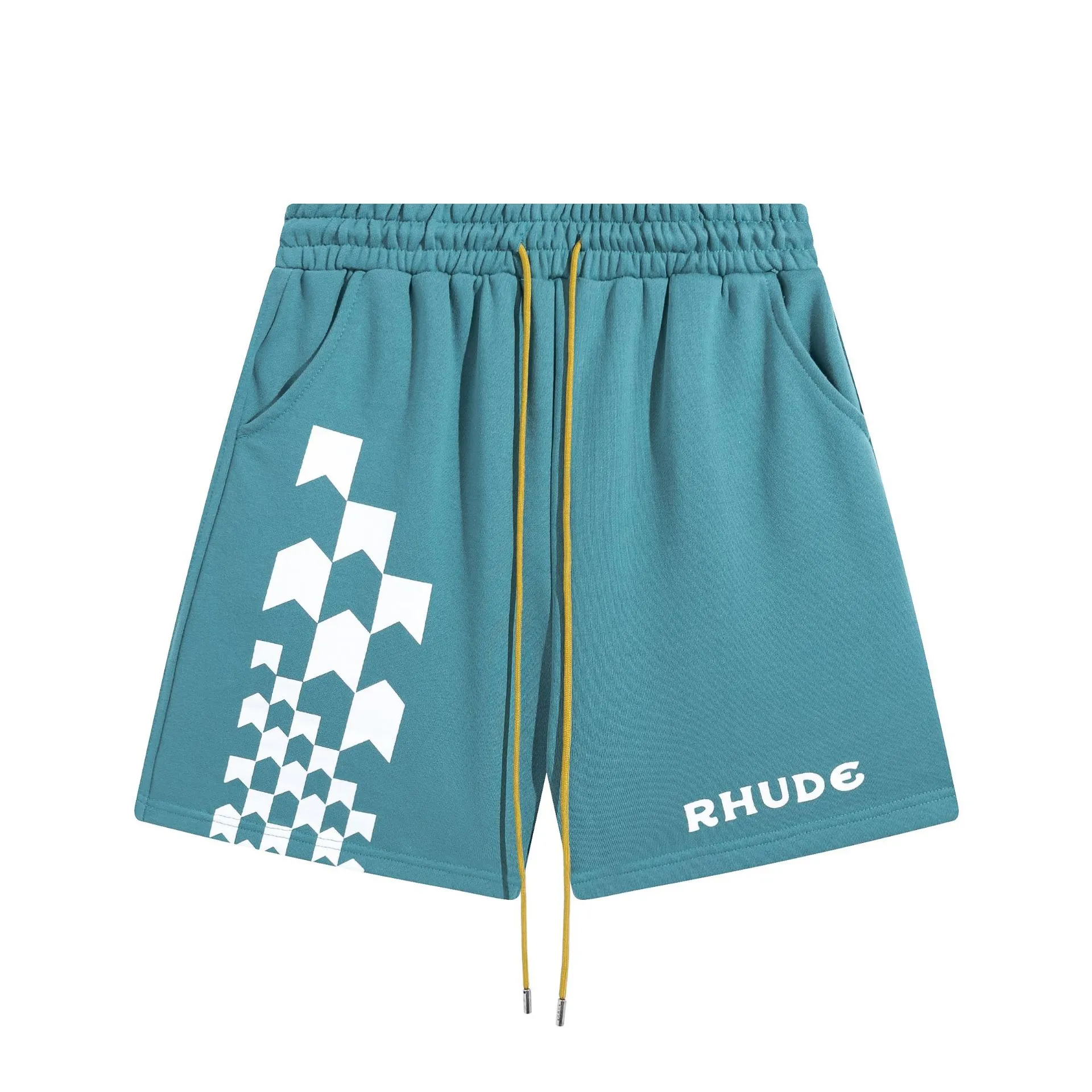 Designer heren limited rhude shorts zomerzwemkorte knielengte hiphop high street sporttraining strandbroek heren elastische taille Mesh joggingbroek KTJU