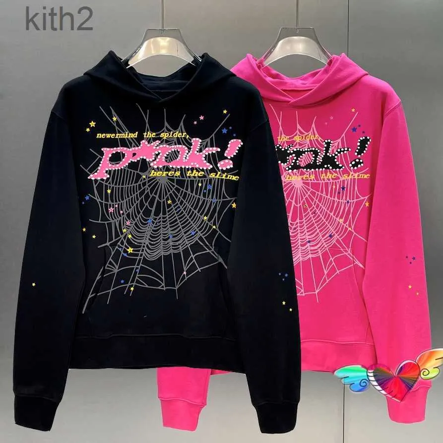 Designers Young Thug 1 högkvalitativa hoodies Hip Hop P*NK Web Puff Print SP5DER 555555 Hoodie Men Women Angel Spider Sweatshirts Heavy Fabric Pullover Nmig Nmig