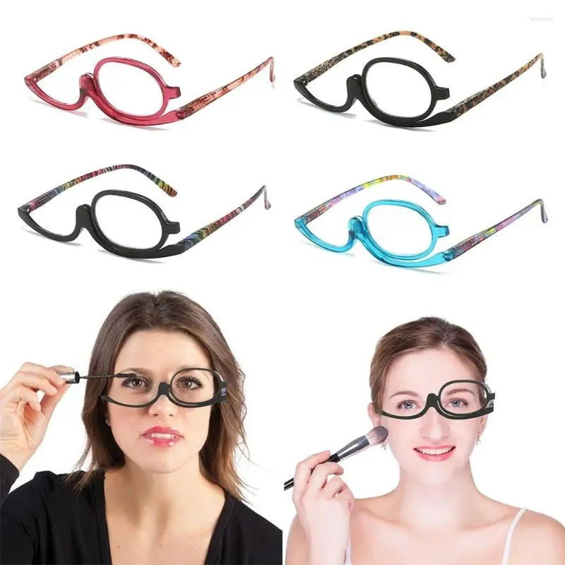 Lunettes de soleil 1.50- 4.0 dioptrie rotative maquillage lunettes de lecture cadre coloré soins de la Vision loupe lunettes cosmétique