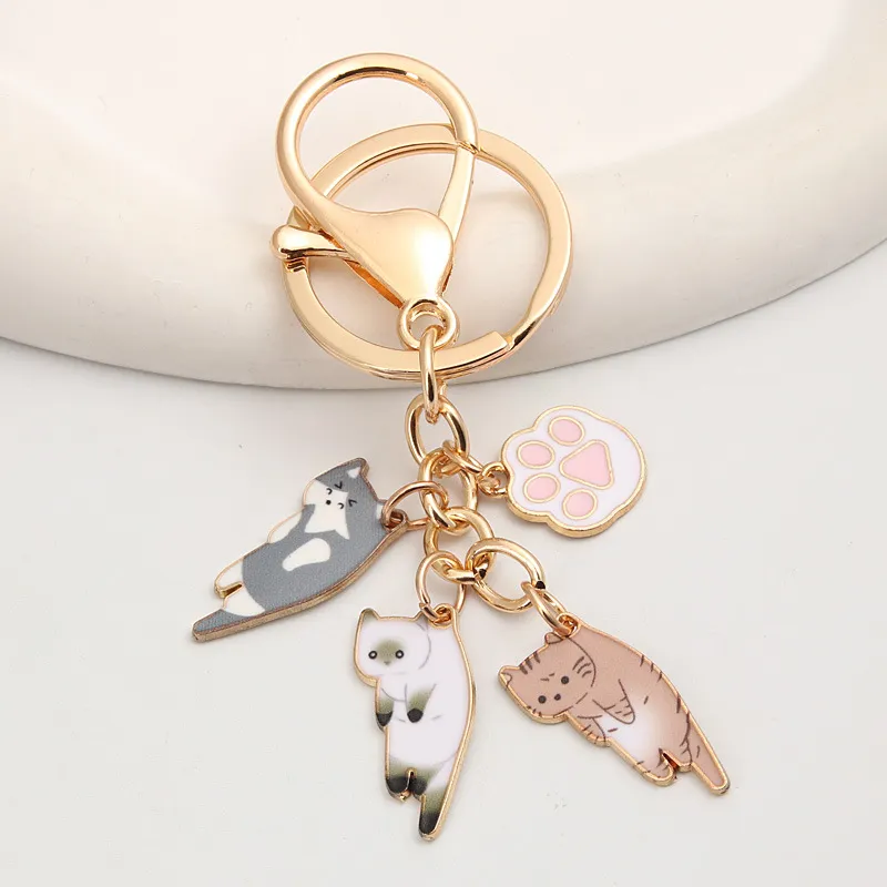 Kawaii Metal Catchain Pet Paw Tecla anel de animais Pegada de animais Correntes -chave Presentes de lembrança para homens homens CAY CAYY