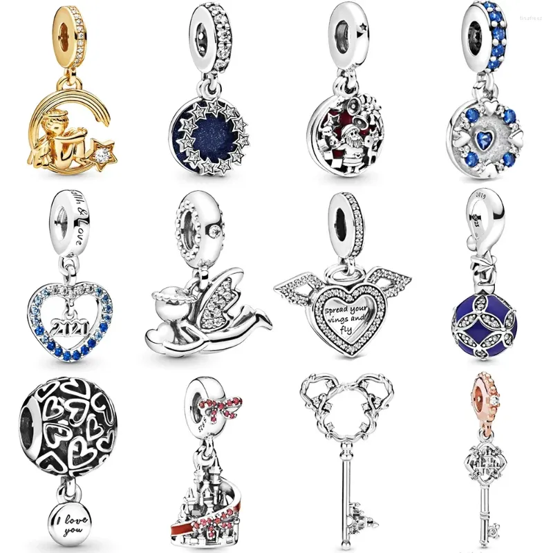 Charms 2023 925 Sterling Silver Inverno Natale Serie Castello Rosso Trasparente Cz Ciondolo Cuore Fit Gioielli Bracciale Originale FAI DA TE