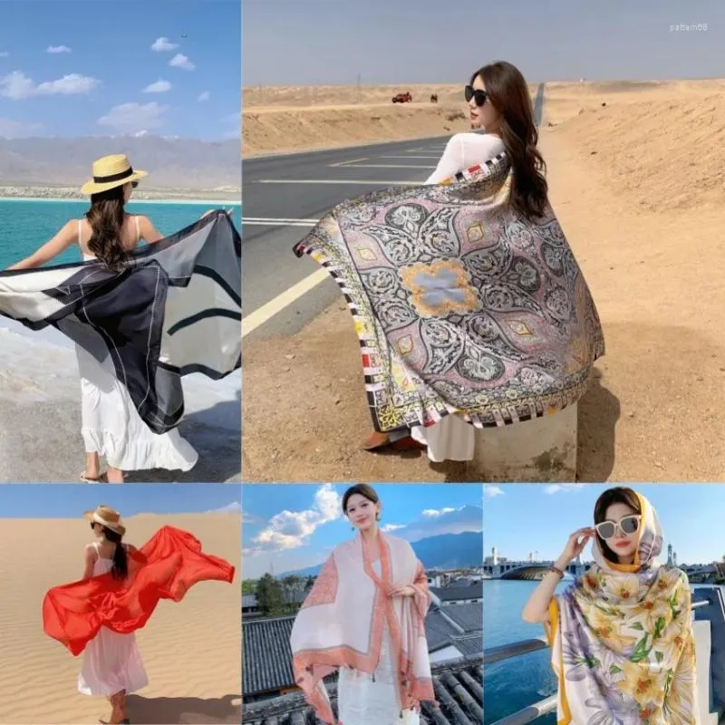 Kvinnors badkläder 6 stilar 90x180 cm silkeslen tunn strand solskyddsmedel halsve bikini sjal sarong wrap halsduk kvinnor brasiliansk baddräkt bad