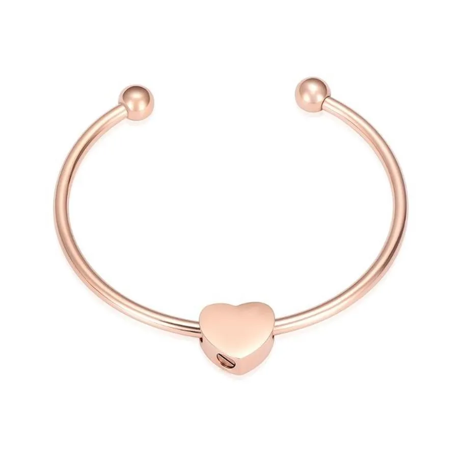 Cremation Jewelry Heart Urn Bangle For Ashes Adjustable Cuff Opening Bracelet Women Gift250W