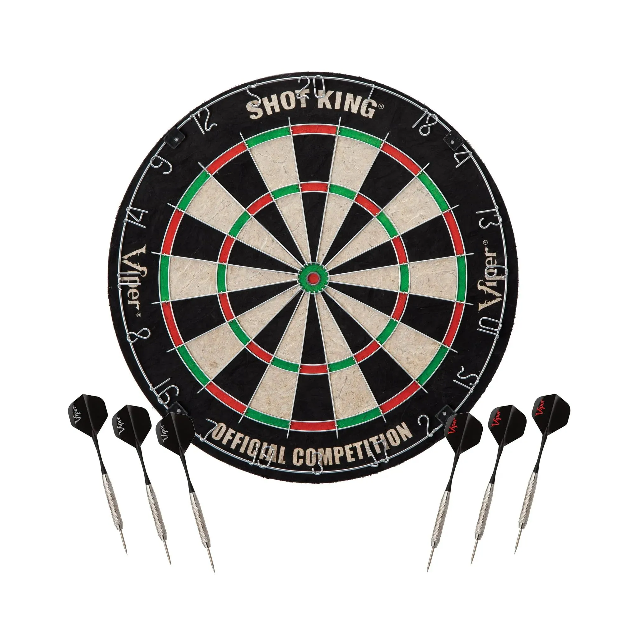 Goods Viper Shot King Regulation Bristle Steel Tip Dartboard Set with Free Bullseye Galvanized Metal Spider Wire High Grad Compr