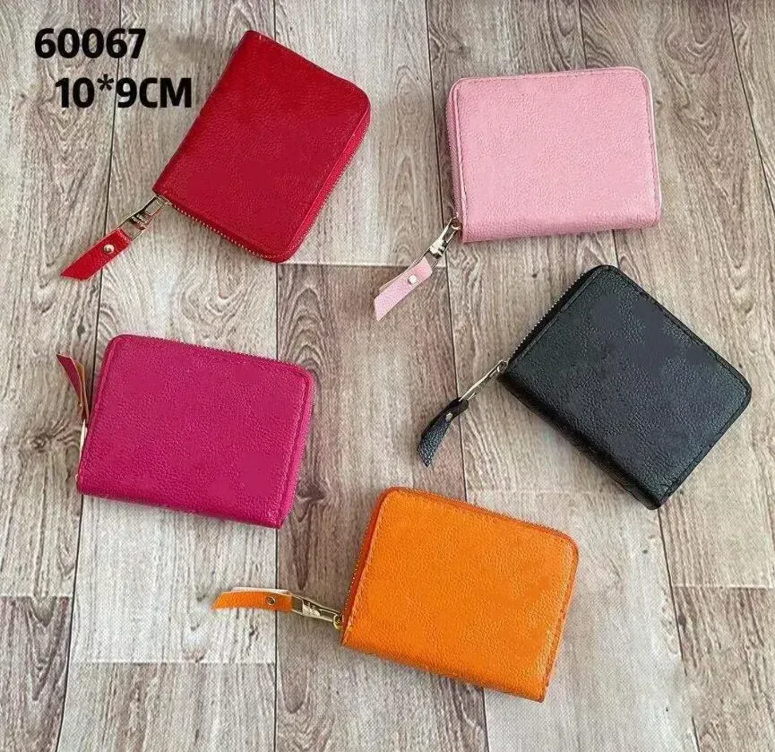 Designer Wallet 6 colors high quality Embossing Mens Short Zipper Wallet Vertical Long Style Women Purses Clutch Wallets Leather Purse Card Holder