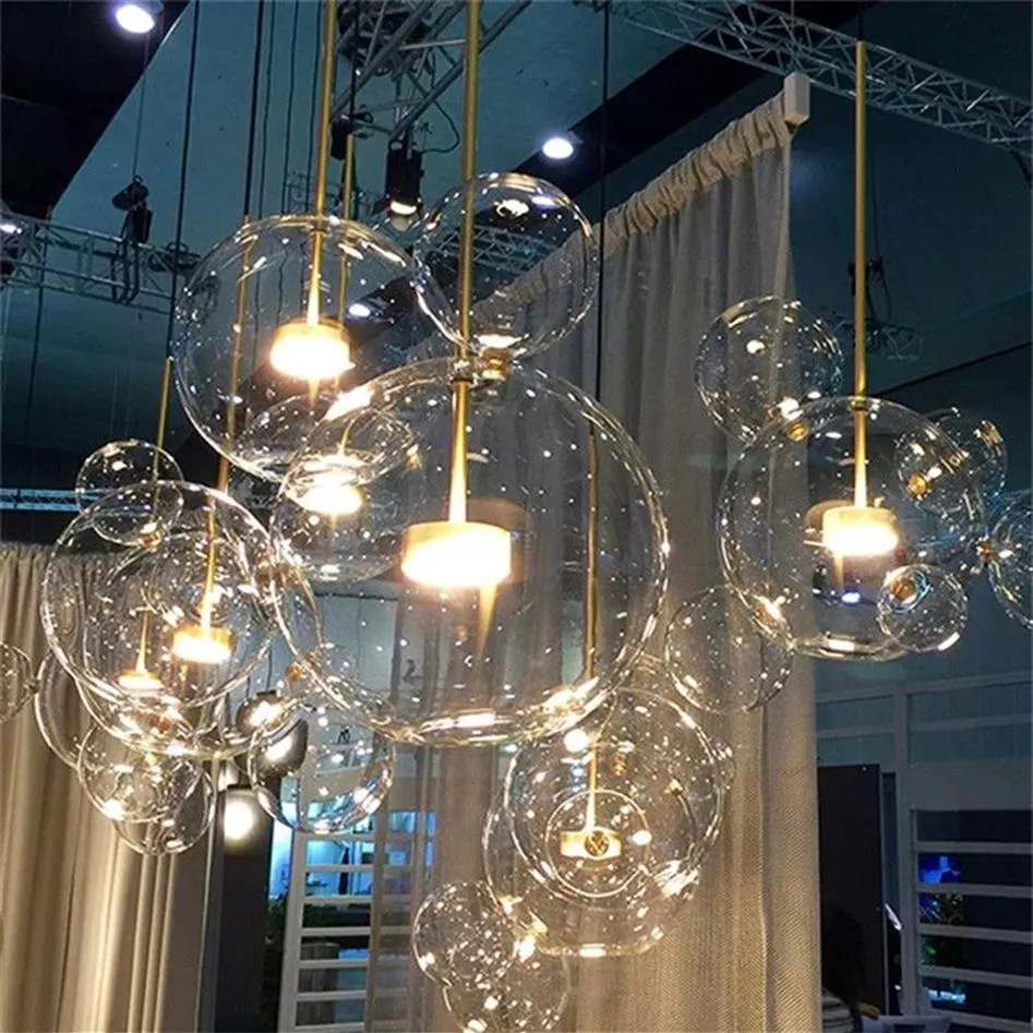 Lustre de salon personnalisé, lampe à bulles en verre transparent moderne, lampes suspendues pour enfants, décoration intérieure, luminaire 264J