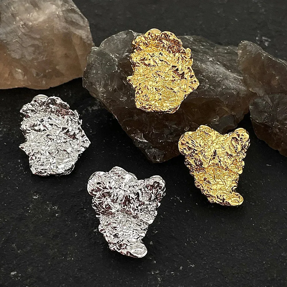 ENFASHION Pendientes de roca irregulares para mujer, pendientes góticos de botón, color dorado, joyería de moda coreana, pendientes para mujer_voghion.com