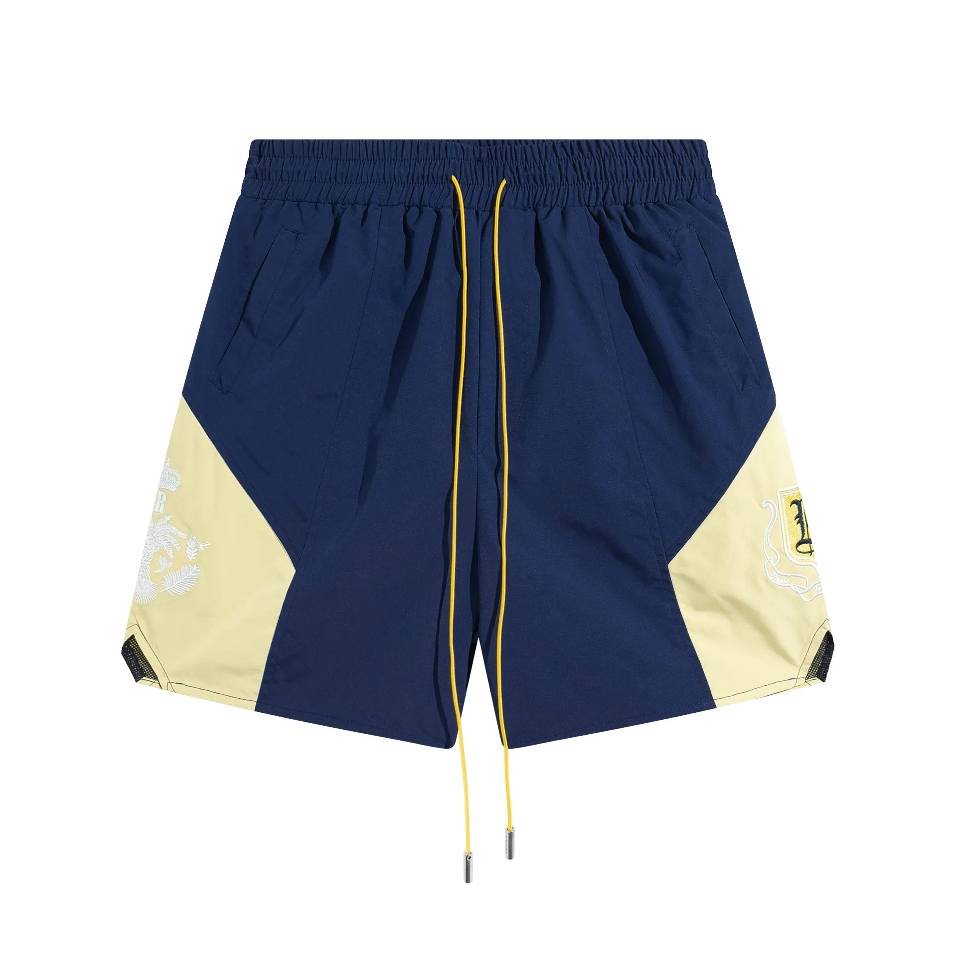 Projektant Mężczyźni Limited Rhude Shorts Summer pływanie Krótka długość kolana Hip Hop High Street Sports Training Beach Spods Męskie Elastyczne talii Siatki Spanty X7MU