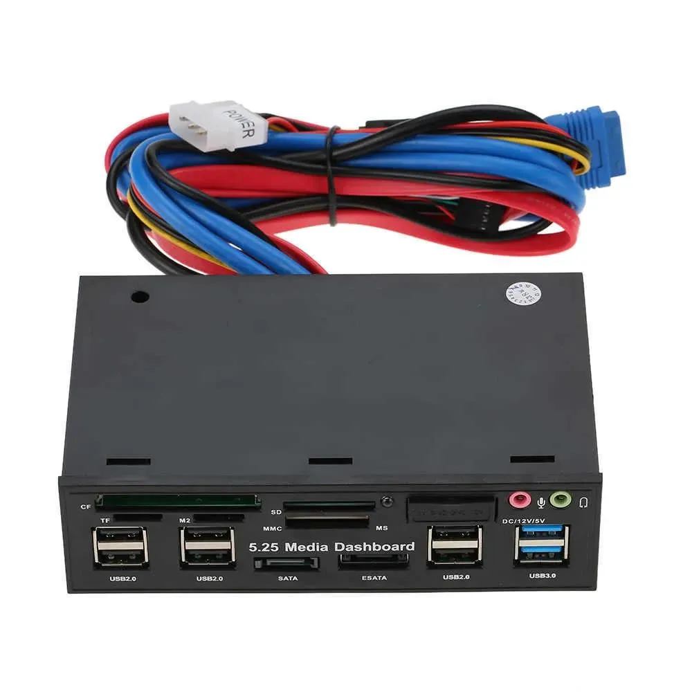 Многофункциональный концентратор 5,25 дюйма, устройство чтения карт памяти, USB 3,0, концентратор eSATA SATA, передняя панель для оптических приводов, отсек SD MS CF TF M2 MMC MS Car