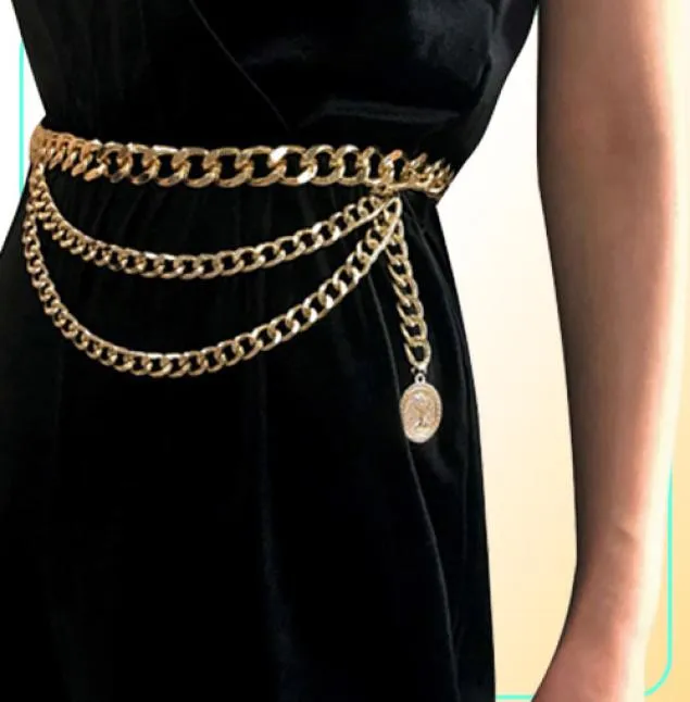 Złoty łańcuch Tassel dla kobiet sukienki projektantka marka punkowa srebrna pasa talii żeńska metalowa sukienka 1057101631