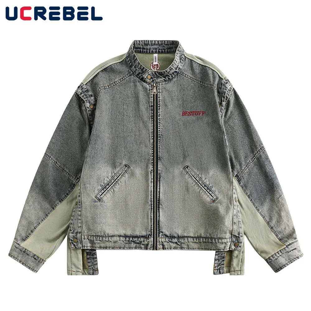 Veste en jean épissé HOMMES MANDES amovibles Wasted Spring Streetwear Streetwear Automne Jeans Men 231227