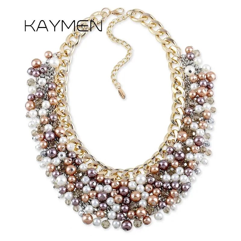 Halsband Kaymen Nya ankomster handgjorda uttalande pärlor chunky pärlstav chokers halsband för kvinnor kostym smycken guld plätering multicolor