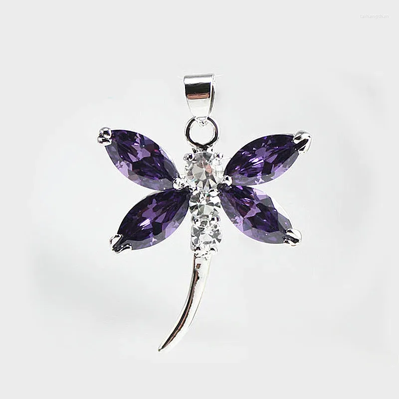 Naszyjniki wiszące 18 kgp INLAY CYRKON Modna biżuteria Dragonfly Neckal Bezpłatna łańcuch