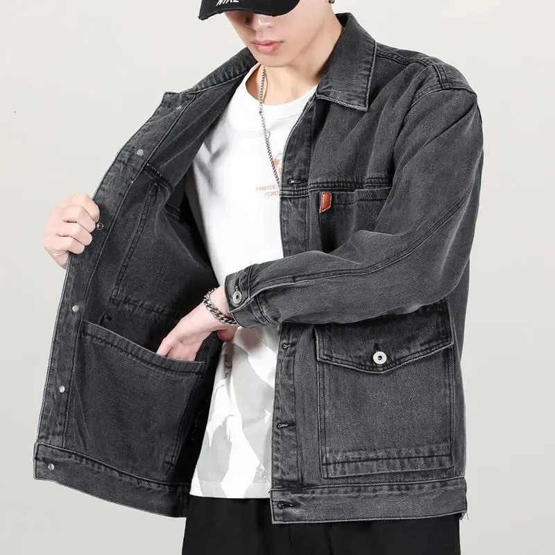 Spring and Autumn Denim Coat Japanese Brand Highgrade MultiPocket Work Clothes Loose Large Size Men's Jacket 231227