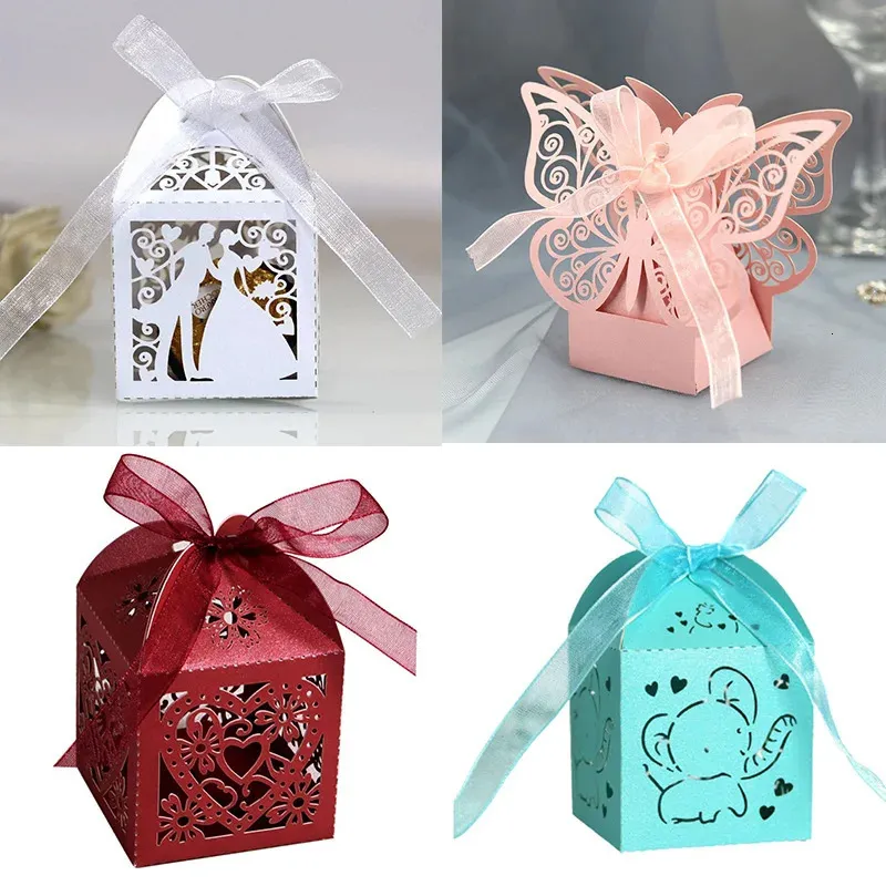 10 boîtes de bonbons avec des coffres cadeaux de rubans de mariage et cadeaux d'anniversaire pour bébés douches eid al fitr décorations de fête 231227
