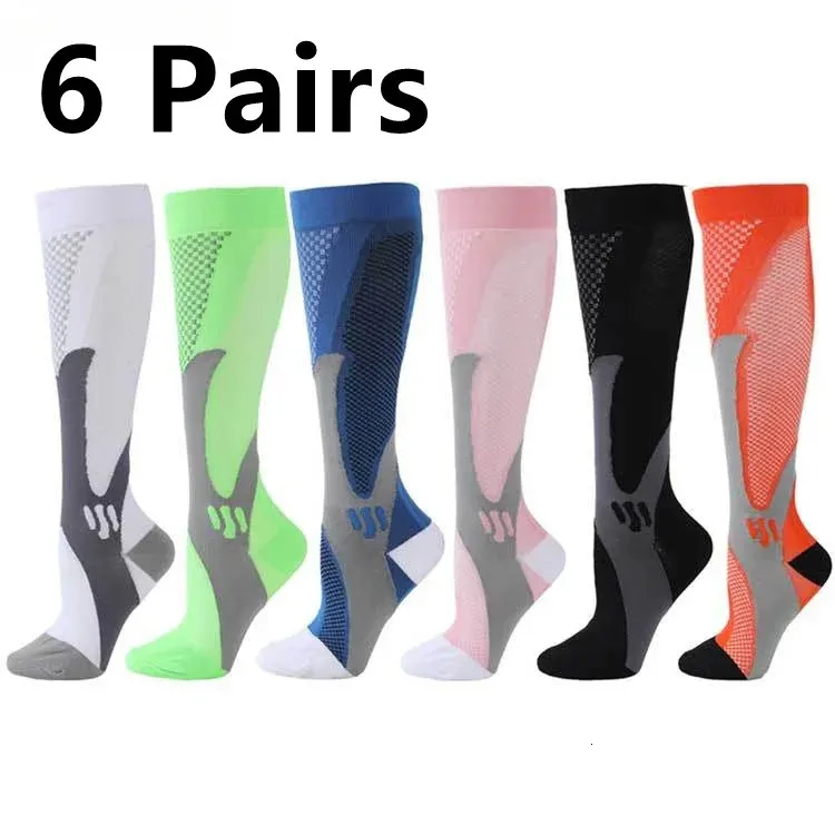 3/4/6 Pairs Running Compression Stockings Socks 20-30 Mmhg Men Women Sports Socks Marathon Cycling Football Varicose Veins 231227