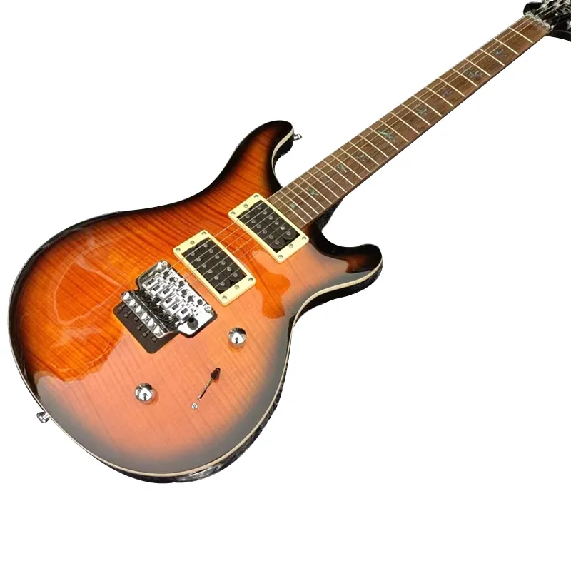 Guitare électrique en placage Sunshine Tiger personnalisée en usine avec 6 cordes pour une livraison gratuite de haute qualité