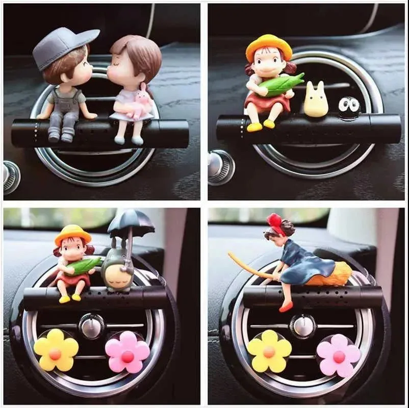 Decorations Interior Decorations Car air freshener cartoon girl riding a broom cute interior perfume metal aromatherapy vent decorations auto