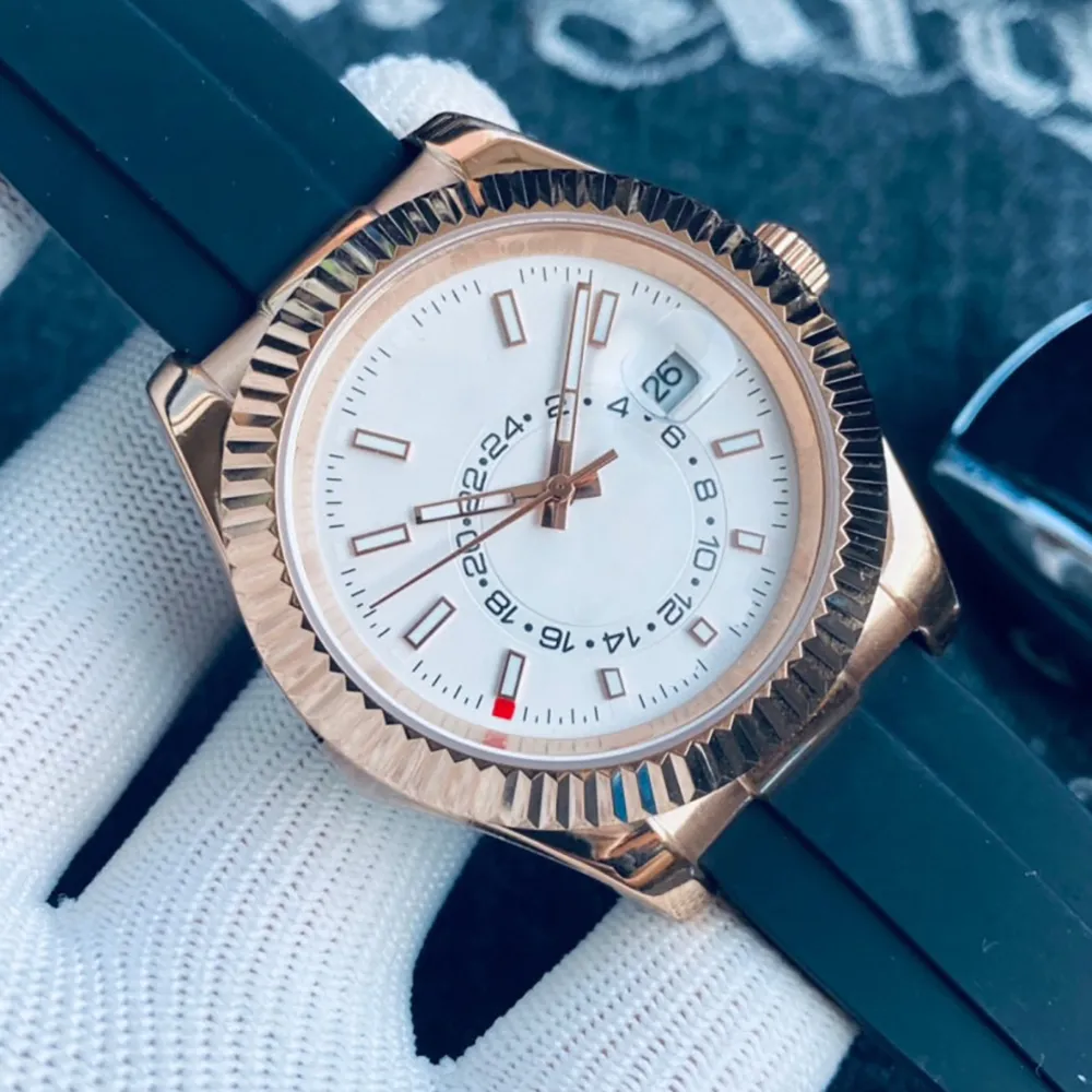 Reloj Para Hombre Movimiento Mecanico Automatico Esfera Pequena No Se Puede Girar Relojes Casuales Cinturon Correa