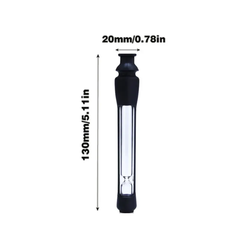 5.1inch Glass One Hitter Pipe With Silicone Case Tube 130MM Clear Water Bong Hand Pipes Accessories