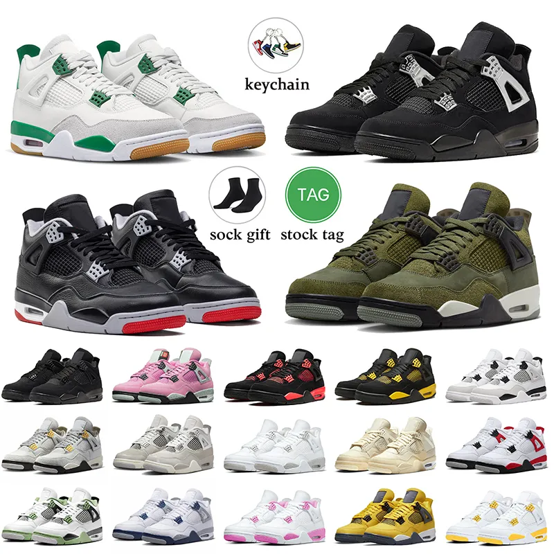 2024 Jumpman 4 Basketball Shoes Pine Green Military Black Cat 4s White Red Pink Thunder Bred Medium Olive Canvas OG Midnight Navy Oreo IV Women Mens Trainers Sneakers