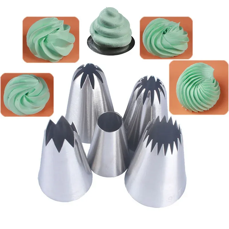 5 pièces bricolage lettre moules moule fondant étoile grand gâteau crème décoration conseils ensemble outils de pâtisserie en acier inoxydable tuyauterie glaçage buse Cupcake tête dessert décorateurs