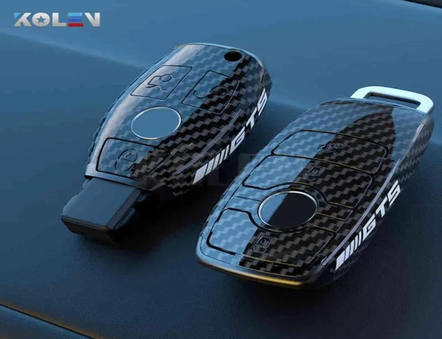 ABS Carbon Fiber Style Car Key Cover Shell FoB для Mercedes A B C E S Class W204 W205 W212 W213 W176 GLC CLA AMG W1775882418