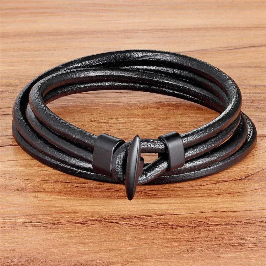 Top 2019 Fashion Hook Leder Armbänder für Männer beliebte Jungen Ritter Mutbband Schwarz Anker Armbänder X0706252z