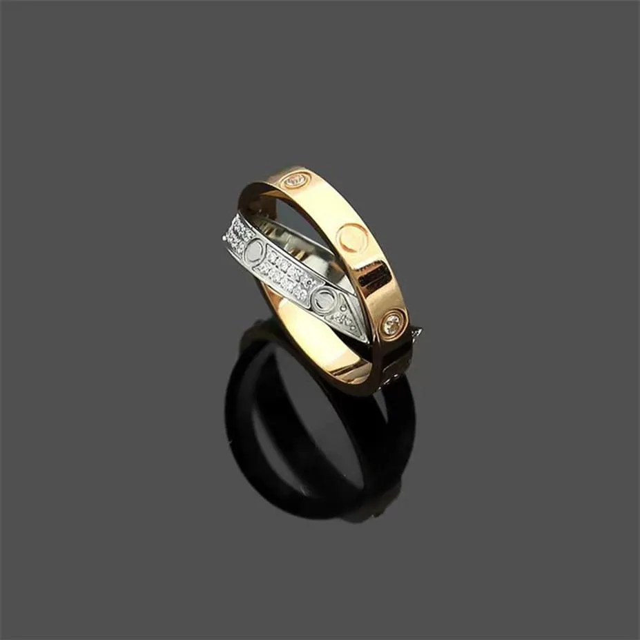 العلامة التجارية الجديدة Cross Crystal Love Ring حلقات زوجين للرجال والنساء عالية الجودة 316L مصمم التيتانيوم حلقات المجوهرات 291Q